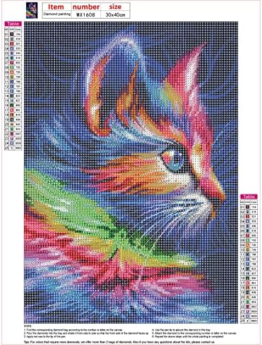 AIRDEA 5D Cat Diamond Painting Kits for Adults Kids, DIY Animal Diamond Painting Kits 5D Round Full Drill Cat Diamond Art Kits Cross Stitch Paint by Numbers Rainbow Gem Art Painting 11.8x15.7inch