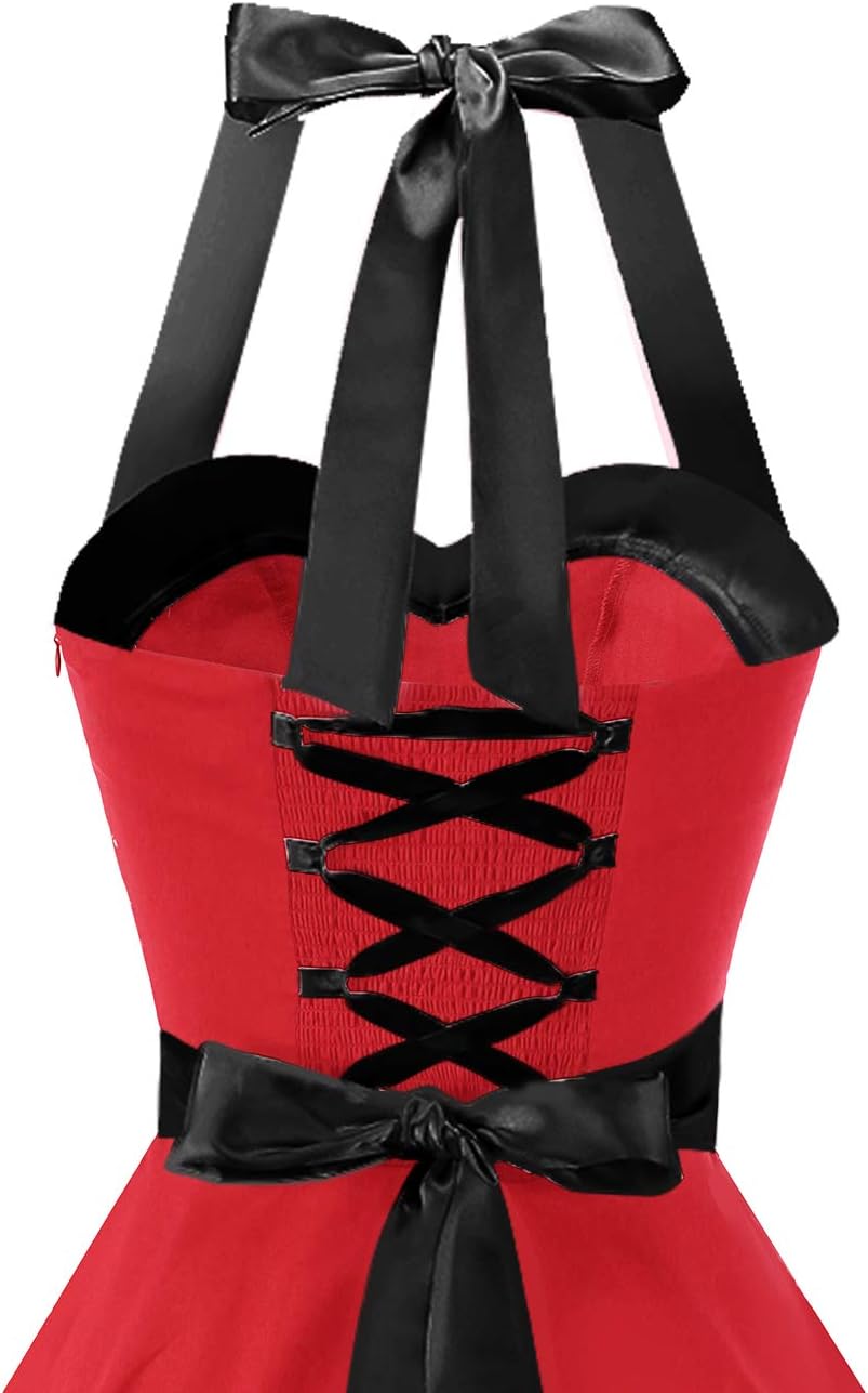 DRESSTELLS Women's Vintage 1950s Cocktail Dress, Retro Tea Party Halter Swing Dresses - Image 7