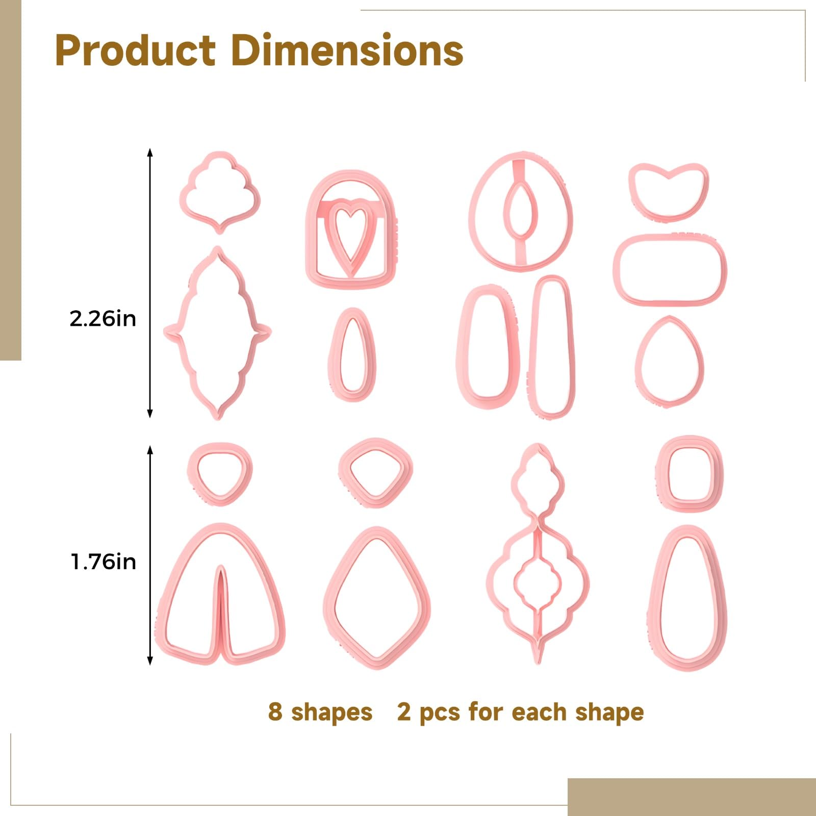 16 Stk. Polymer Clay Ohrring Stanzen Set, vielfältige geometrische, Herz-, Tropfen- und Hohlmuster, ultradünne Klinge für DIY Bastelarbeiten, glatte Formen und leichte Entnahme