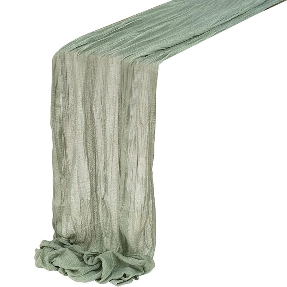 CTRLZS 4Pcs Cheesecloth Table Runner Boho Gauze Cheese Cloth Table Runner Rustic Sheer Runner Long for Wedding Green