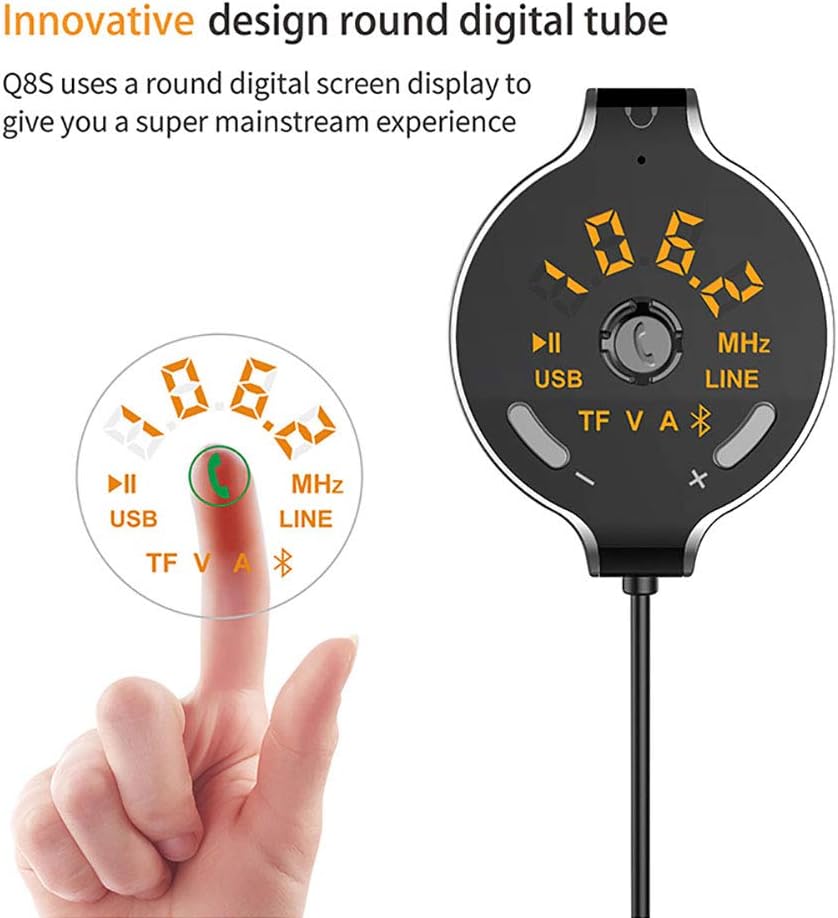 Bluetooth FM Transmitter for Car, Bluetooth 4.2 Handsfree Car Kit MP3 Player AUX Audio Music Receiver Adapter Battery Voltage Display Dual USB