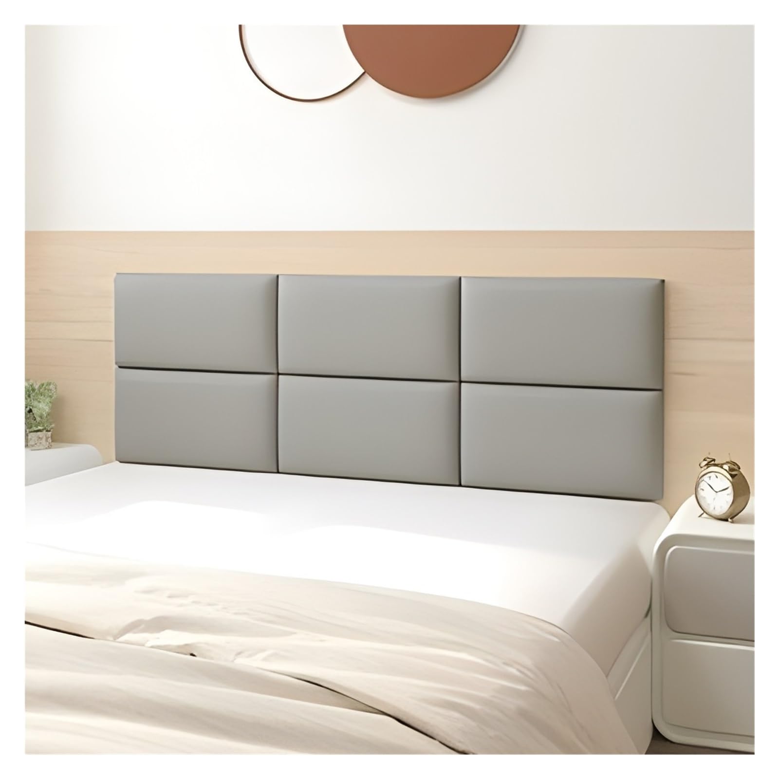 Tête De Lit Tapissée Rectangulaire, 3.2cm D'épaisseur Cuir PU Imperméable Coussin Mural Auto-Adhésive, 3D Enfants Anti-Collision Tapis Murale (Color : Grey, Size : 120x40cm)