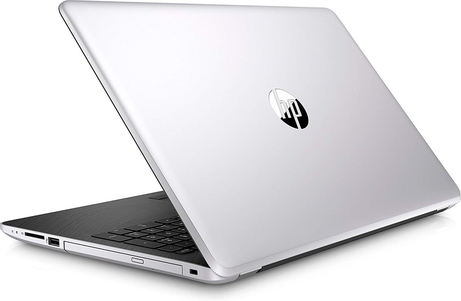 HP 15-bw053od Laptop closed, showing the silver lid with HP logo
