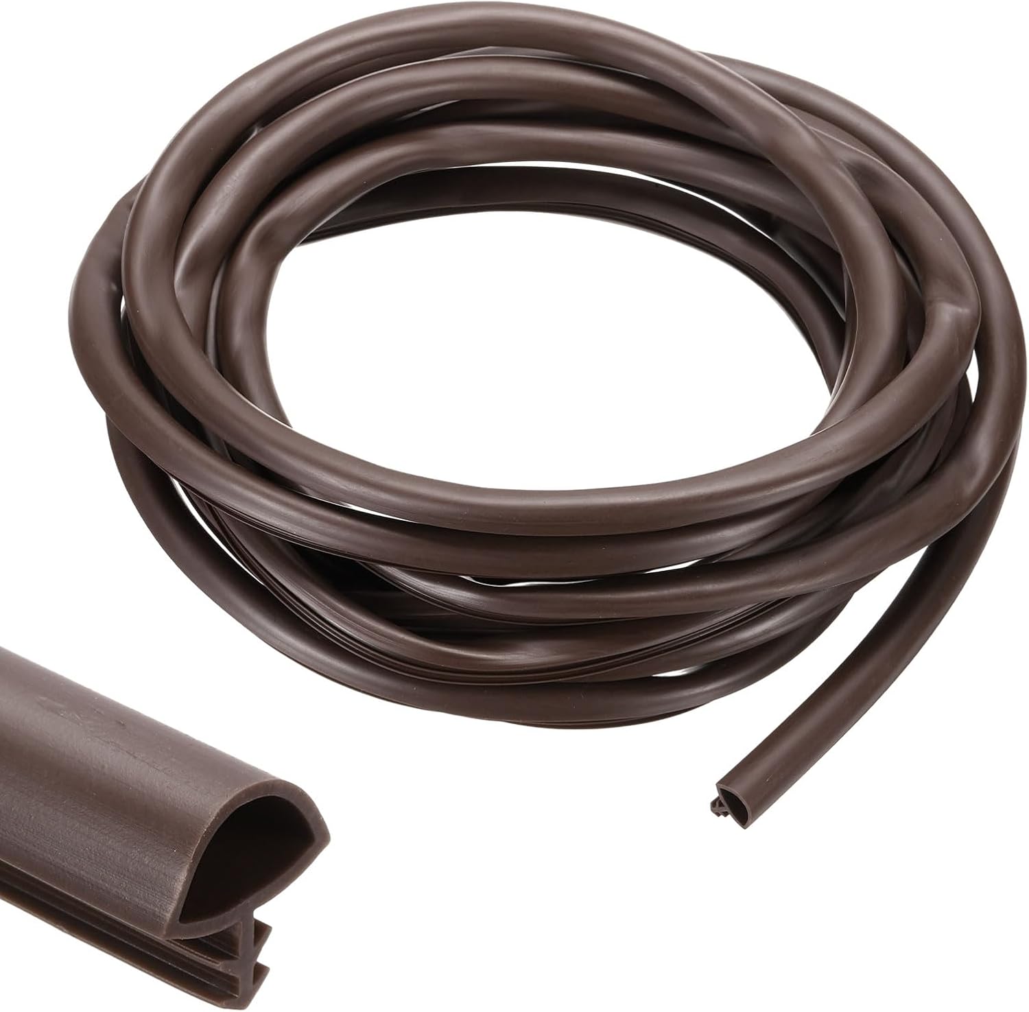 PATIKIL Window Weather Stripping Door Seal, 1/2" Wide Kerf Mount Weatherstrip Seal for Door Frame Window (5 m/16.4 ft, Brown)