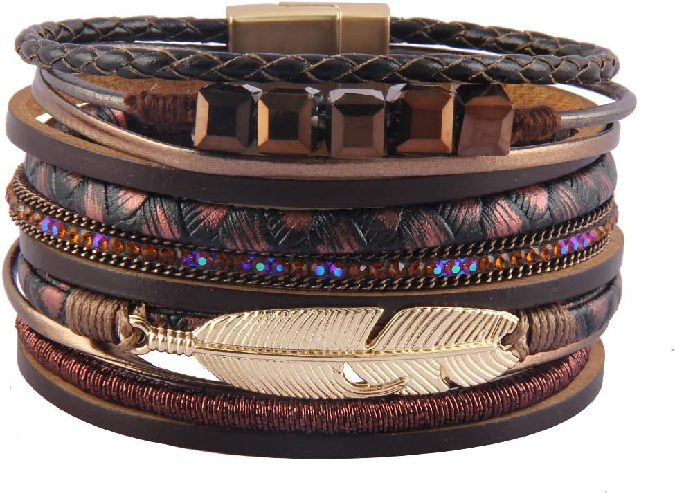 A-Feather Cuff Bracelet-brown