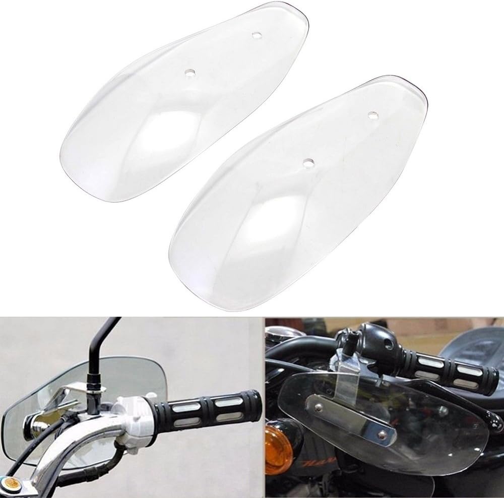 Motorcycle Universal Handguard Hand Guards Wind Cold Protector Windshield Windscreen Deflectors For Harley Sportster Dyna Softail Yamaha Kawasaki Honda Triumph Cruiser Scooter (Transparent)