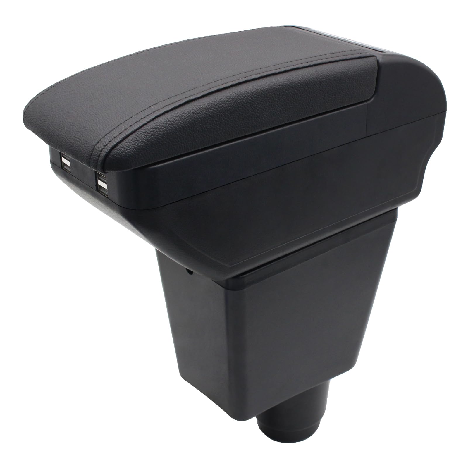 Bracciolo Auto per Renault Dacia Sandero 2 Stepway Logan 2 | Vano Portaoggetti a Due Livelli, 4 Porte USB, Montaggio Semplice, Bracciolo Regolabile, Pelle PU, Linea Nera