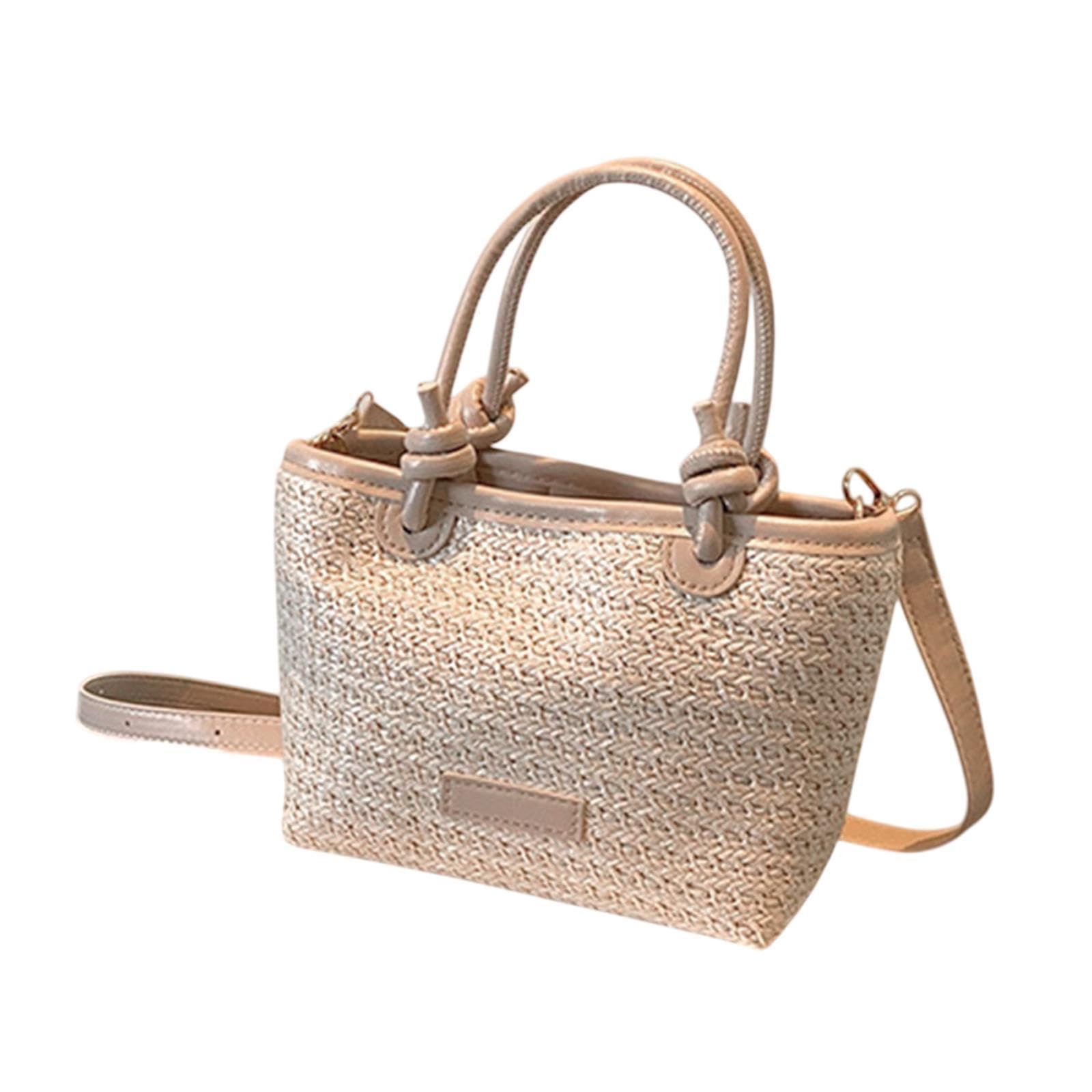 Straw Beach Bag Gift Ladies Woven Purse Tote for Outdoor Pool Music Festival Beige-image-19