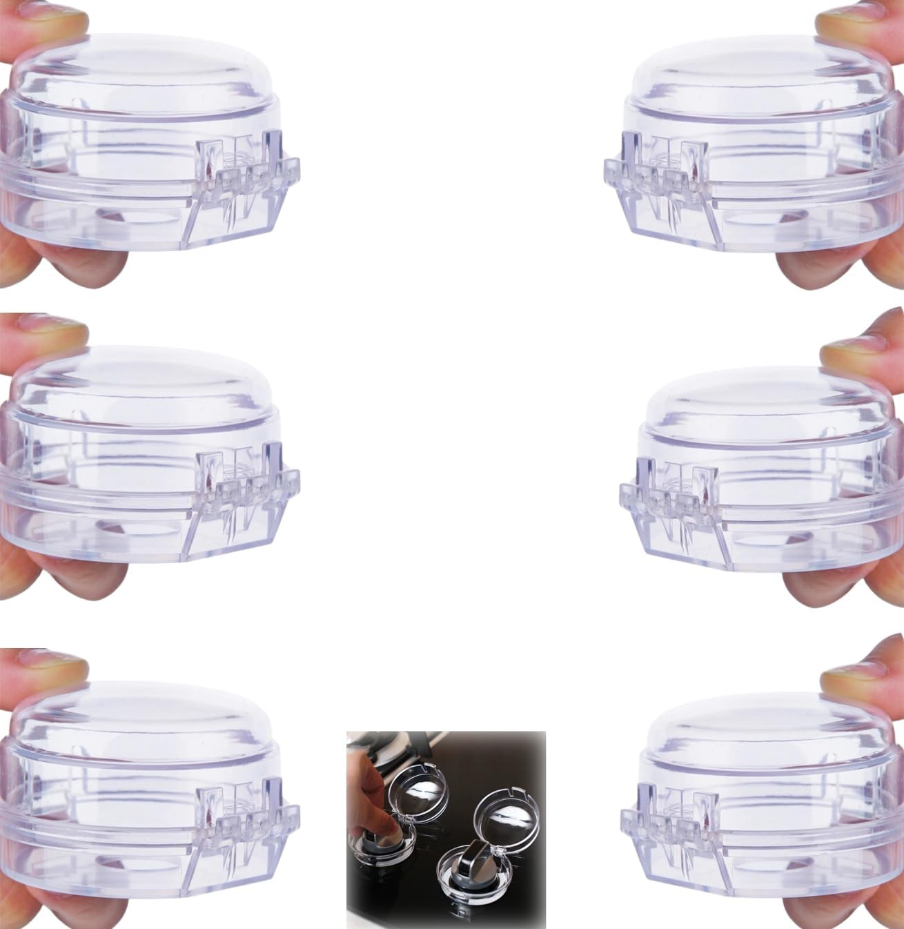 DuomamaChild Safety Stove Knob Covers - 6 Pack Clear Baby Proofing Gas Stove & Oven Knob Protectors - Childproof Kit for Ranges, Handle Guards for Kitchen Safety