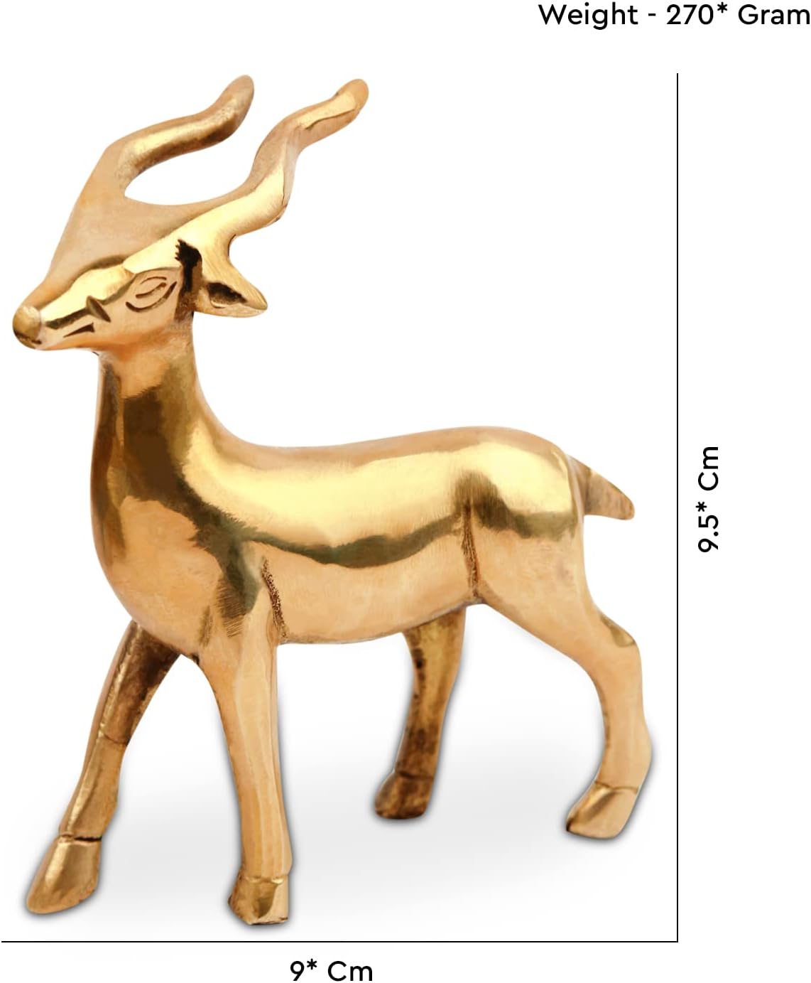 Small Deer Statue | Designer Deer | Vastu Brass Showpeice | Home & Office Decor | Vastu Shastra & Feng Shui Remedies | Size - 3.5 Inch Approx.