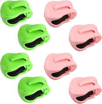 Fishing Rod Holder Clips, 8 Pack Portable Fishing Pole Holders for Beach & Ground, Durable ABS Rod Straps for Various Rod Sizes 4 Green & 4 Pink