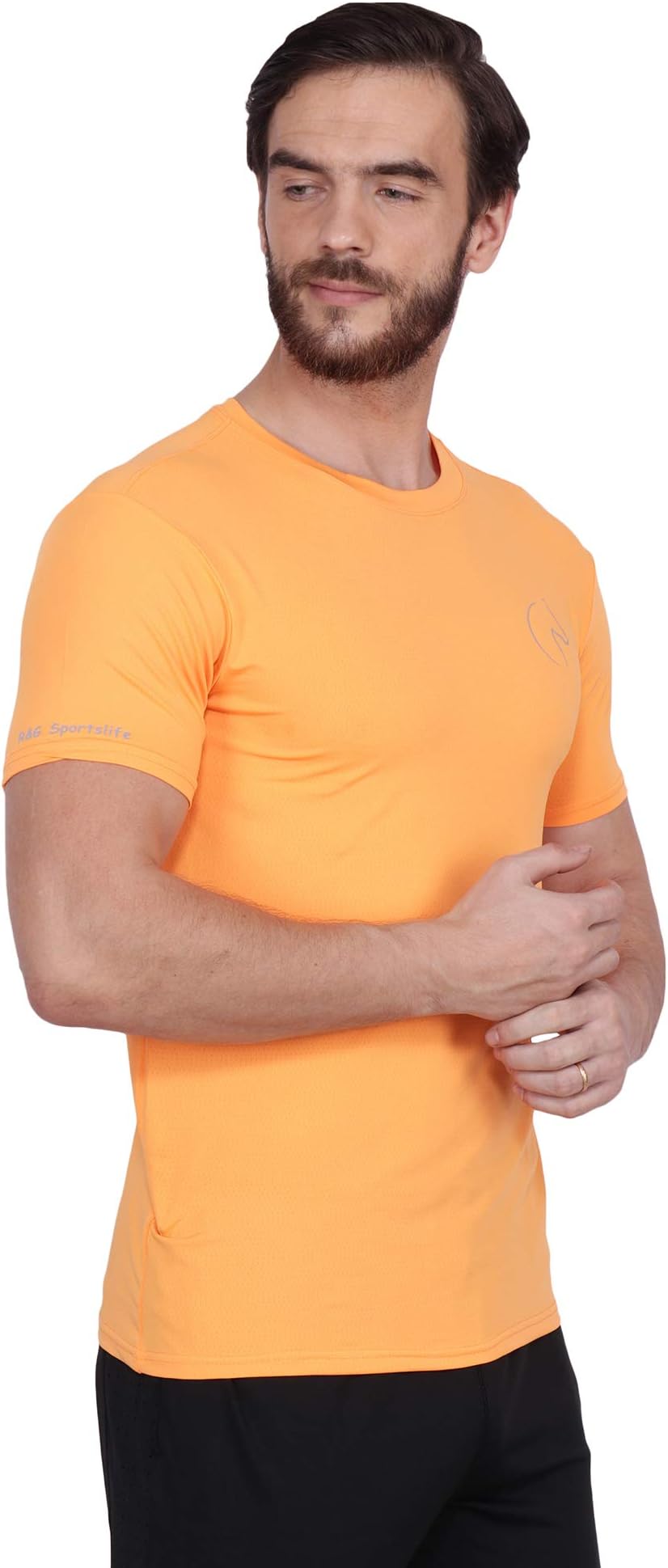 R & G SPORTS Men's Fashion Style Half Sleeves Round Neck Polyester Lycra T-Shirt Yellow
