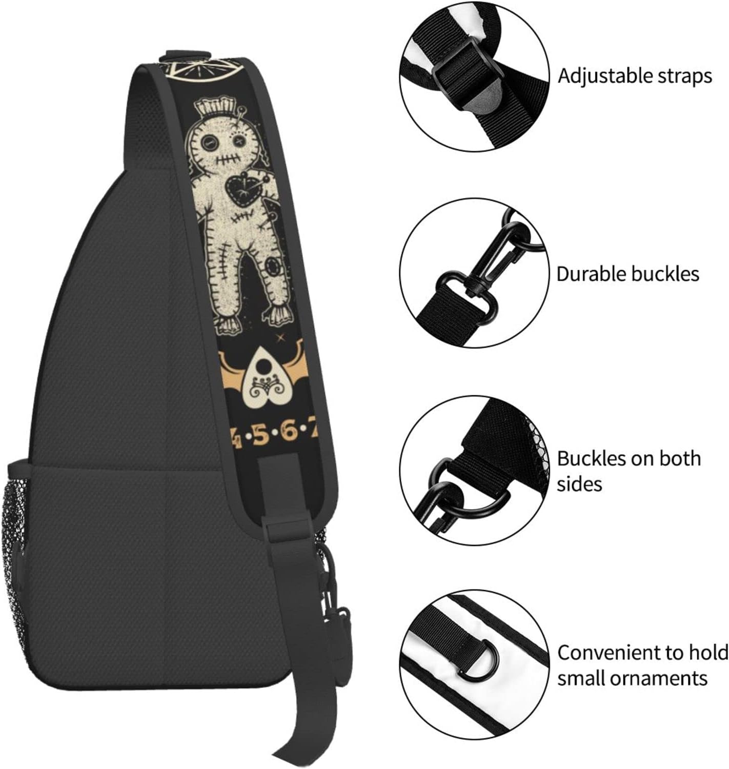 Goth Coffin Horror Gothic Sling Backpack Crossbody Shoulder Bag Travel Hiking Daypack Gifts - Image 5