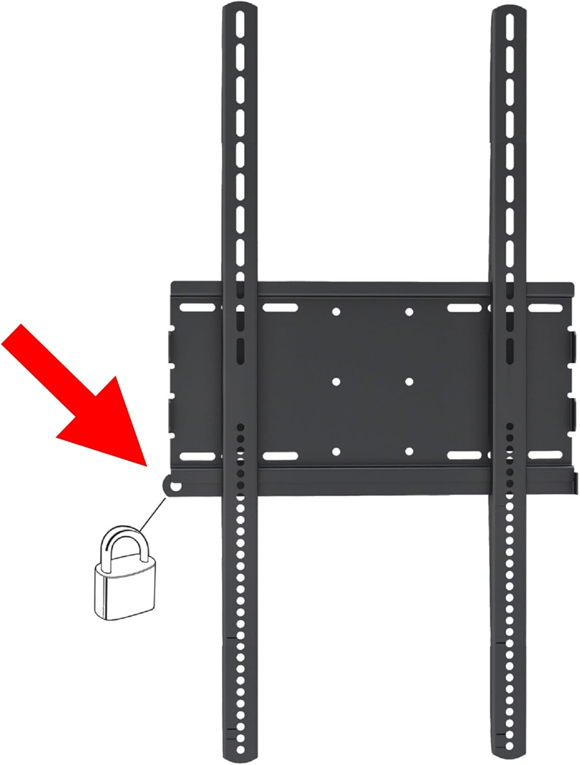 Vertical/Portrait Lockable 3064F TV Wall Mount, Low-Profile Fixed Bracket for Commercial Use as Signage, Menu Boards, Creative Video Displays, Universal VESA Fits Most Screens up to 70"