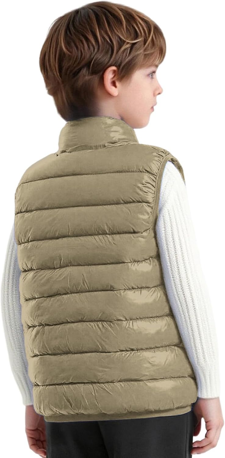 DINORMIN Kids Boys Warm Padded Vest Stand Collar Puffer Jacket Waistcoat Thick Outwear Autumn Winter Outfits