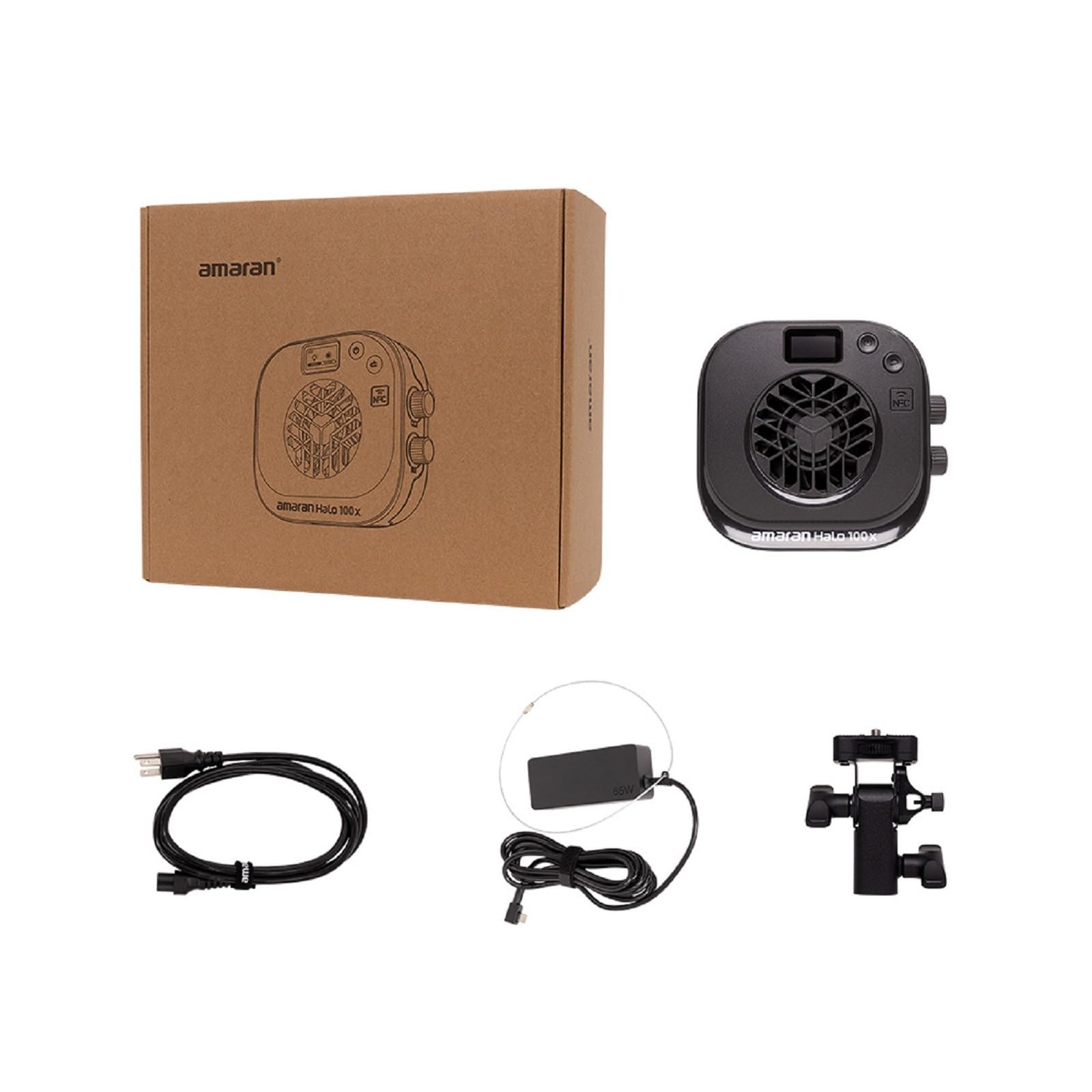 Amaran Halo 100x kompaktowa lampa wideo COB LED, 100 W, temperatura barwowa 2700 K – 6500 K, złącze Bowensa, światło ciągłe, 9 efektów, sterowanie aplikacją do fotografii, wyprodukowane przez Aputure