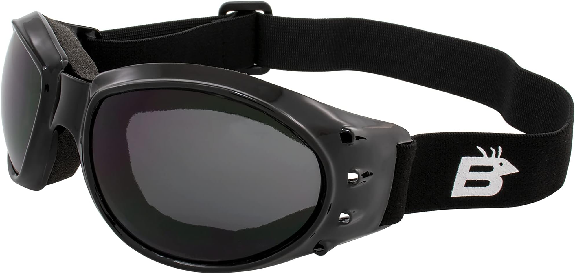 Birdz Eyewear Vulture Motorcycle Goggles - ANSI Z87.1+ Safety, Anti-Fog, Fit-Over Glasses, Clear & Blue Mirror Lenses
