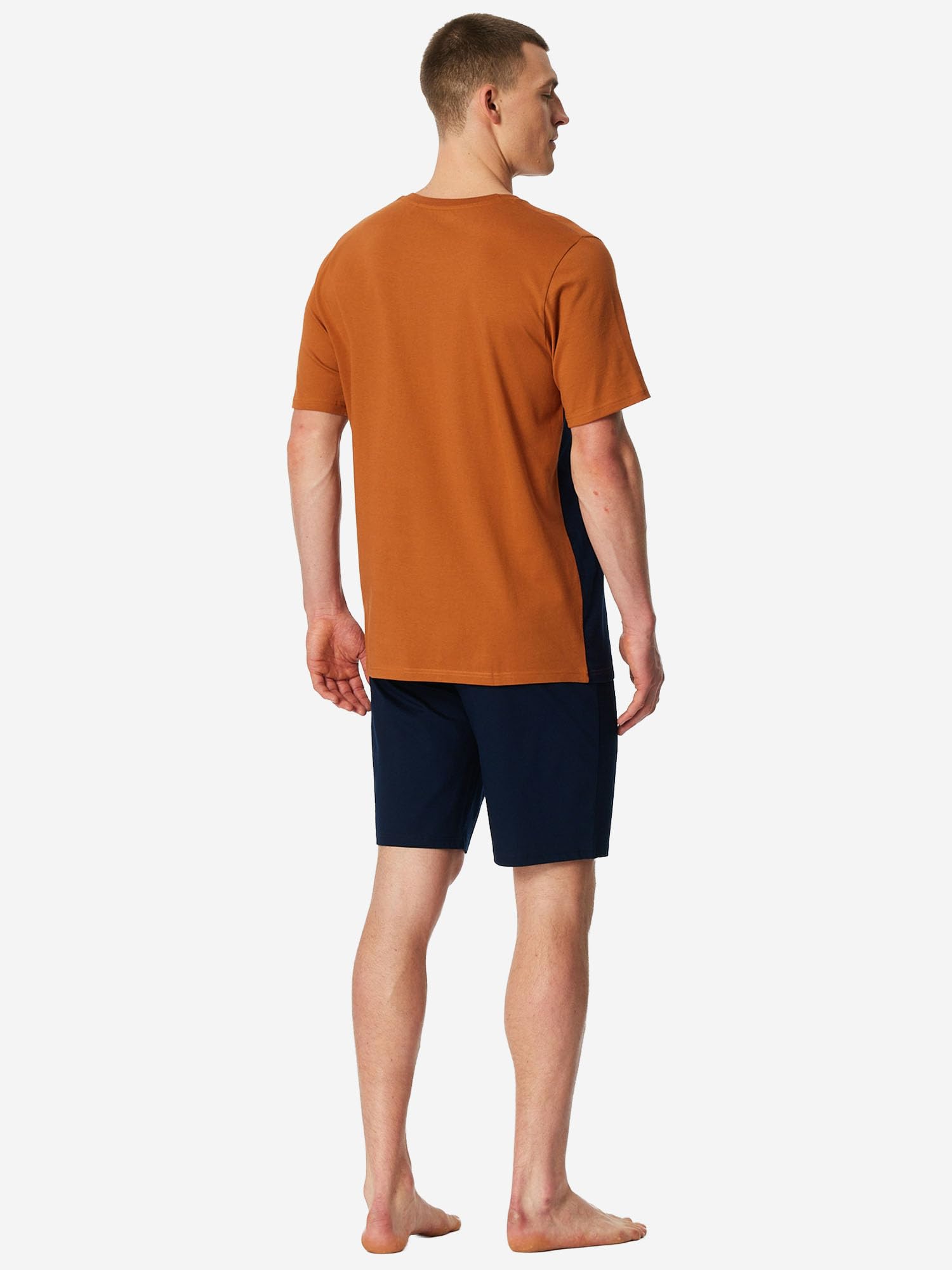 Schiesser Pigiama da uomo, casual, da uomo, corto, jacquard, a righe, casual, in cotone