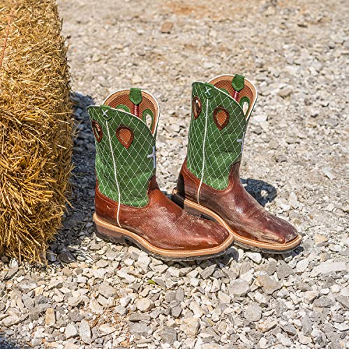 Image of Twisted X Men's 12 inch Western Work Boot, Square Toe Steel Toe, Cognac Glazed Pebble & Lime, 12 B