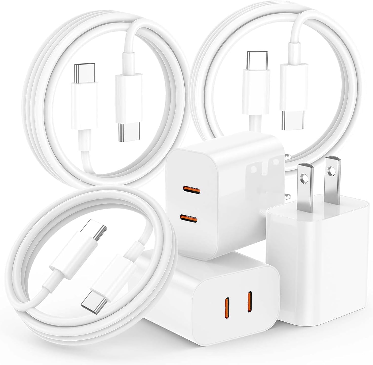 USB-C Wall Charger for iPhone 17 16, 45W 2Port USB-C PD Fast Charging Block with Type- C to C Cable for iPhone17/Pro/ProMax/17Air/16Pro/ProMax/15Plus/15 Pro/iPad/S26Ultra/S25,Kit of 3FT/6FT/10FT