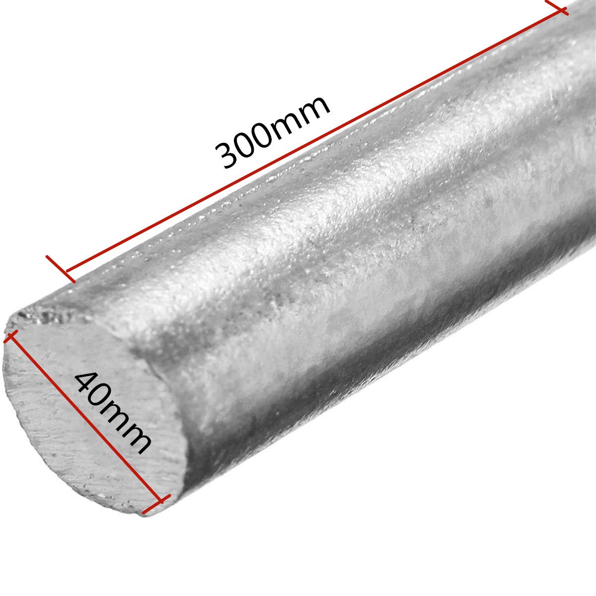 Barre ronde solide de tiges de zinc, tiges de zinc marine de haute pureté for utilisation en laboratoire, longueur 300 mm, diamètre 40 mm à 80 mm, 55 mm(Size:40mm)