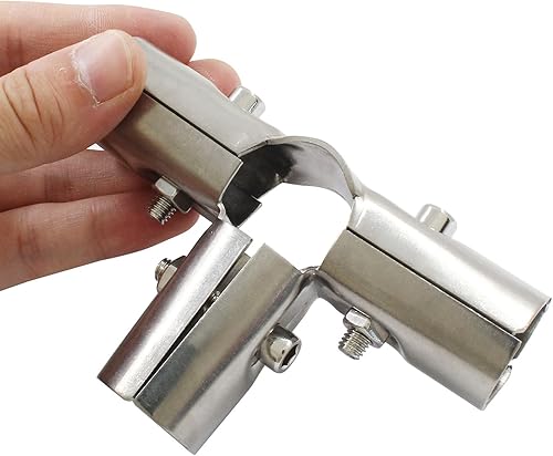 Miniatura 5 de 2 juegos de abrazaderas de tubo de 4 vías, conector de tubería de acero inoxidable, conectores metálicos de 4 vías para tubo OD de 1 pulgada (0.984