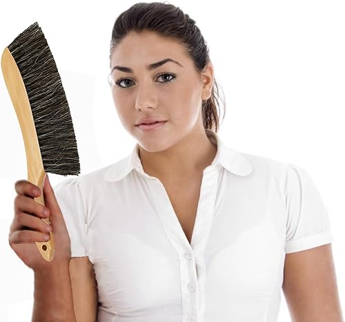 Miniatura 4 de Cepillo de pelo de caballo, escoba de mano, cepillo para limpieza del hogar, mango de madera, cepillo suave para muebles de mostrador, cama,