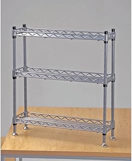 HUBERT Merchandising Rack 3-Shelf Soft Silver Steel Narrow - 18