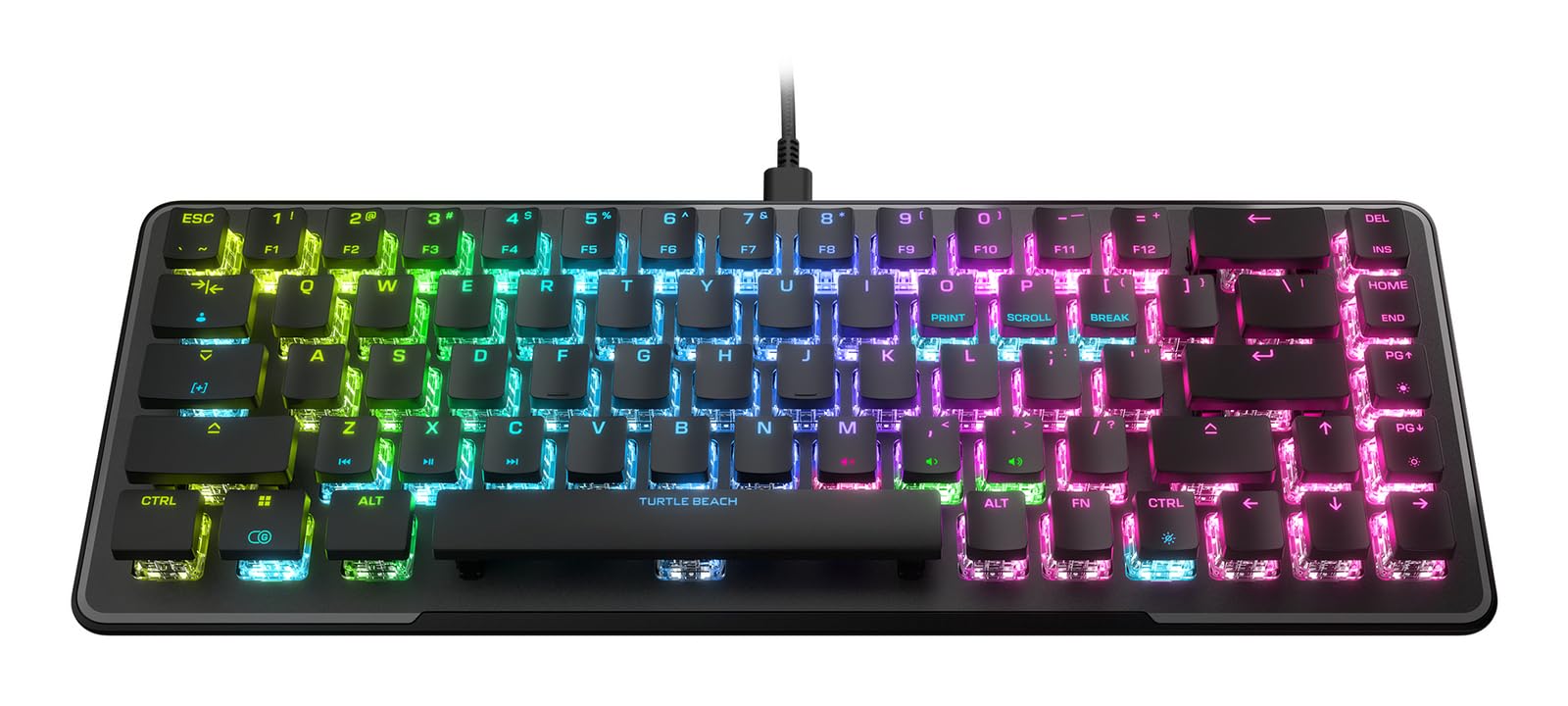 Turtle Beach Vulcan II Mini Optyczna klawiatura gamingowa 65% z konfigurowalnym oświetleniem RGB, technologia powielania przycisków, aluminiowa płyta, czarna