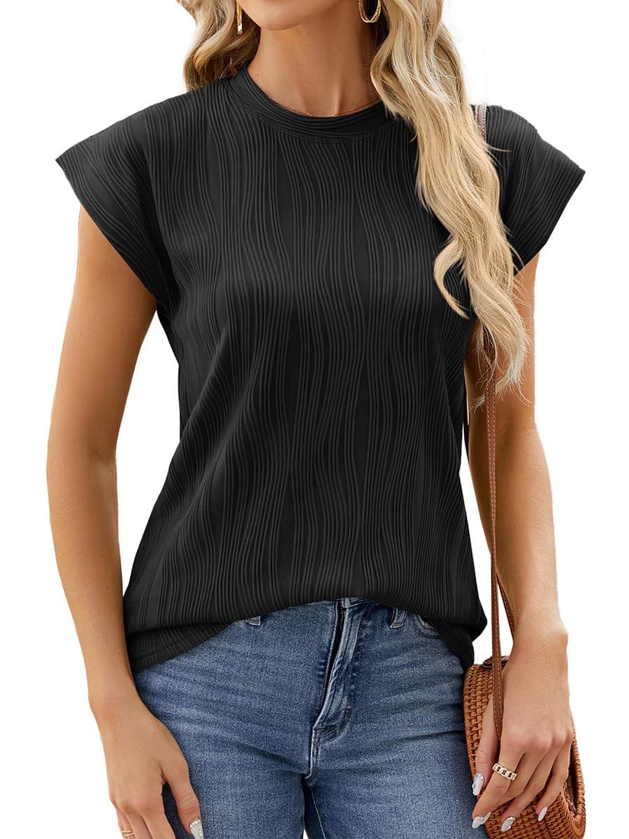 ABYOVRT Camisetas Mujer Cuello Redondo Camiseta de Manga Corta Verano Blusas Casual Sólido Camisa Suelta T-Shirt,S-XXL