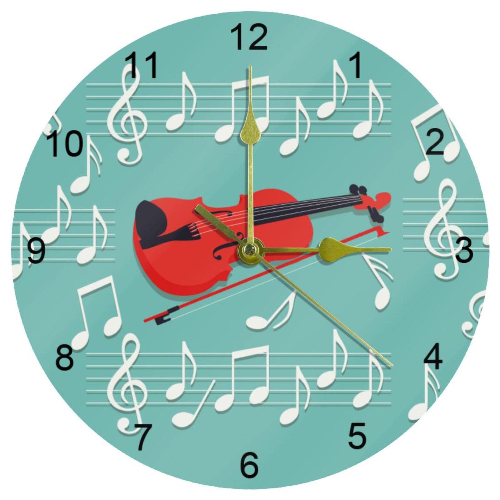Horloge murale pour cuisine et salon au motif violon pour une ambiance musicale apaisante