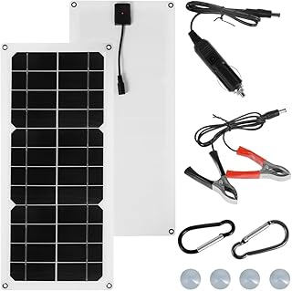 Solar Panel Kit, 12V 30W Polycrystalline Silicon Waterproof Solar Powered Charger, Portable Solar Panel Charger Kit w/USB Port and Suction Cups, High-Efficiency Solar Battery for Caravan RV Boat Car
