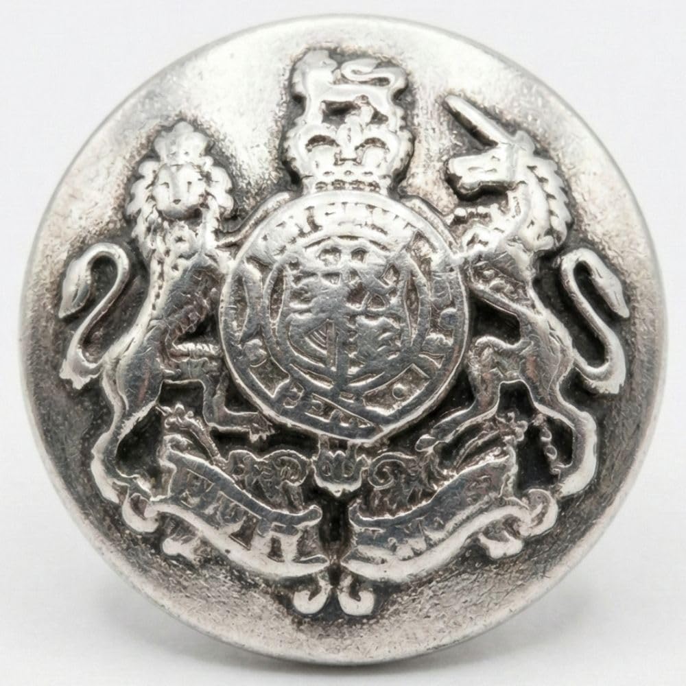 Silver Military Crest Metal Shank Buttons 20mm 10 Pack โ image 1