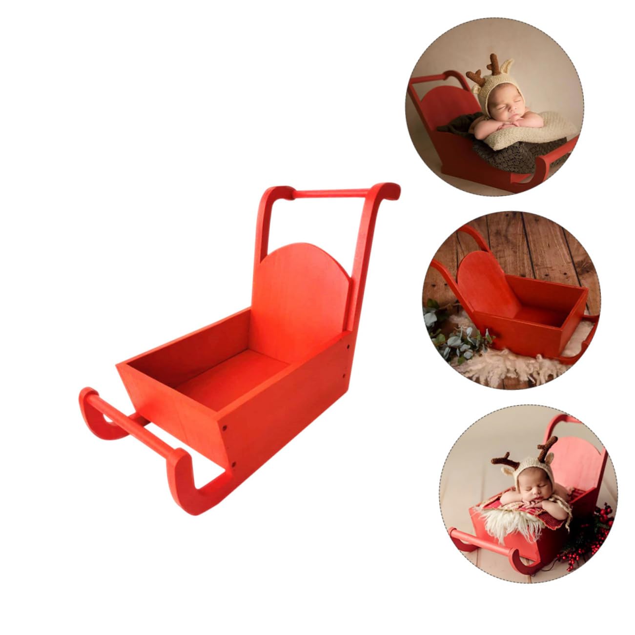 DOITOOL Accessoire Photo Garçon Fille Noël Traîneau Rouge Panier Original pour Photos