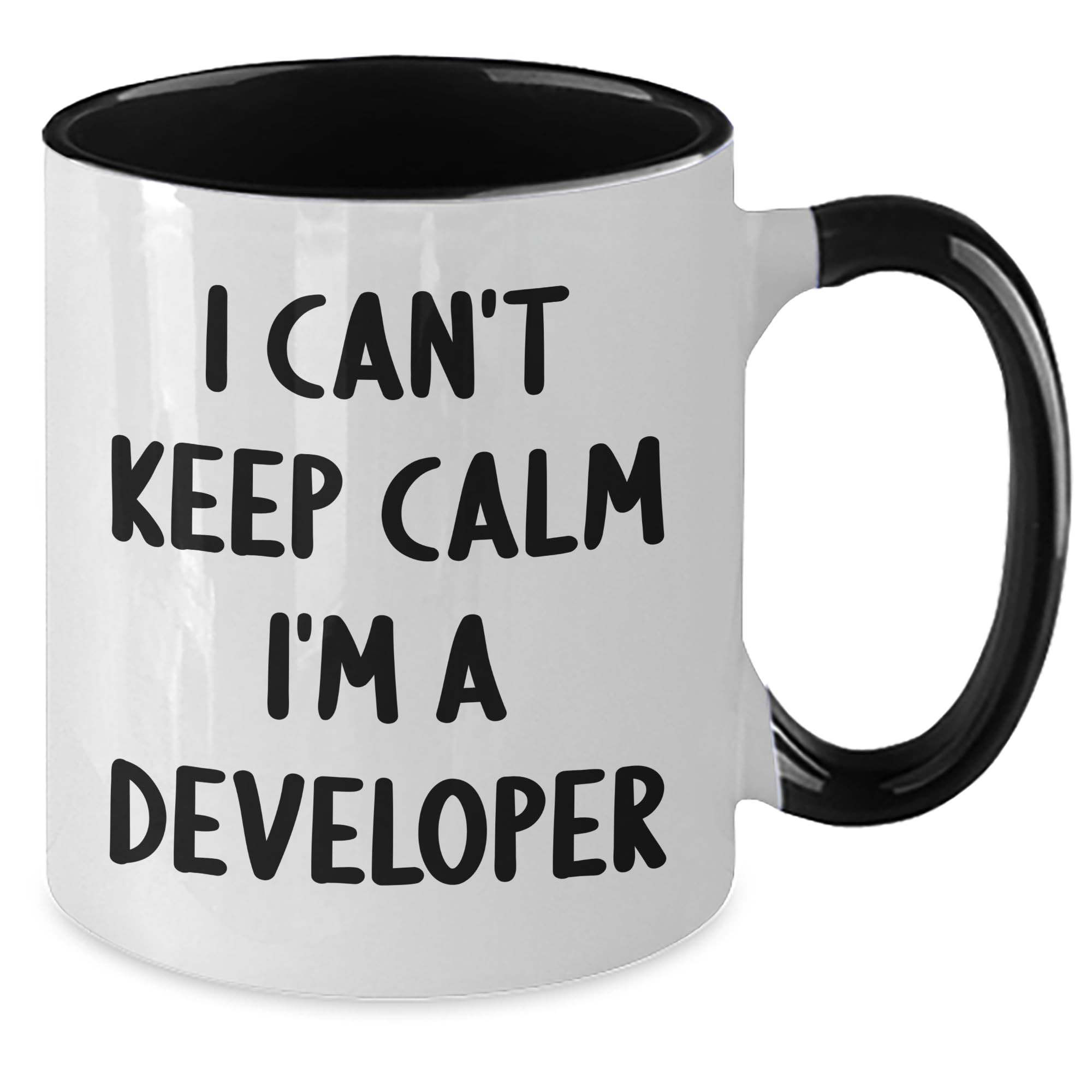 Developer's Delight I Can't Keep Calm I'm A Developer Funny Two Tone Coffee Mug Gifts from Friends to Coworkers