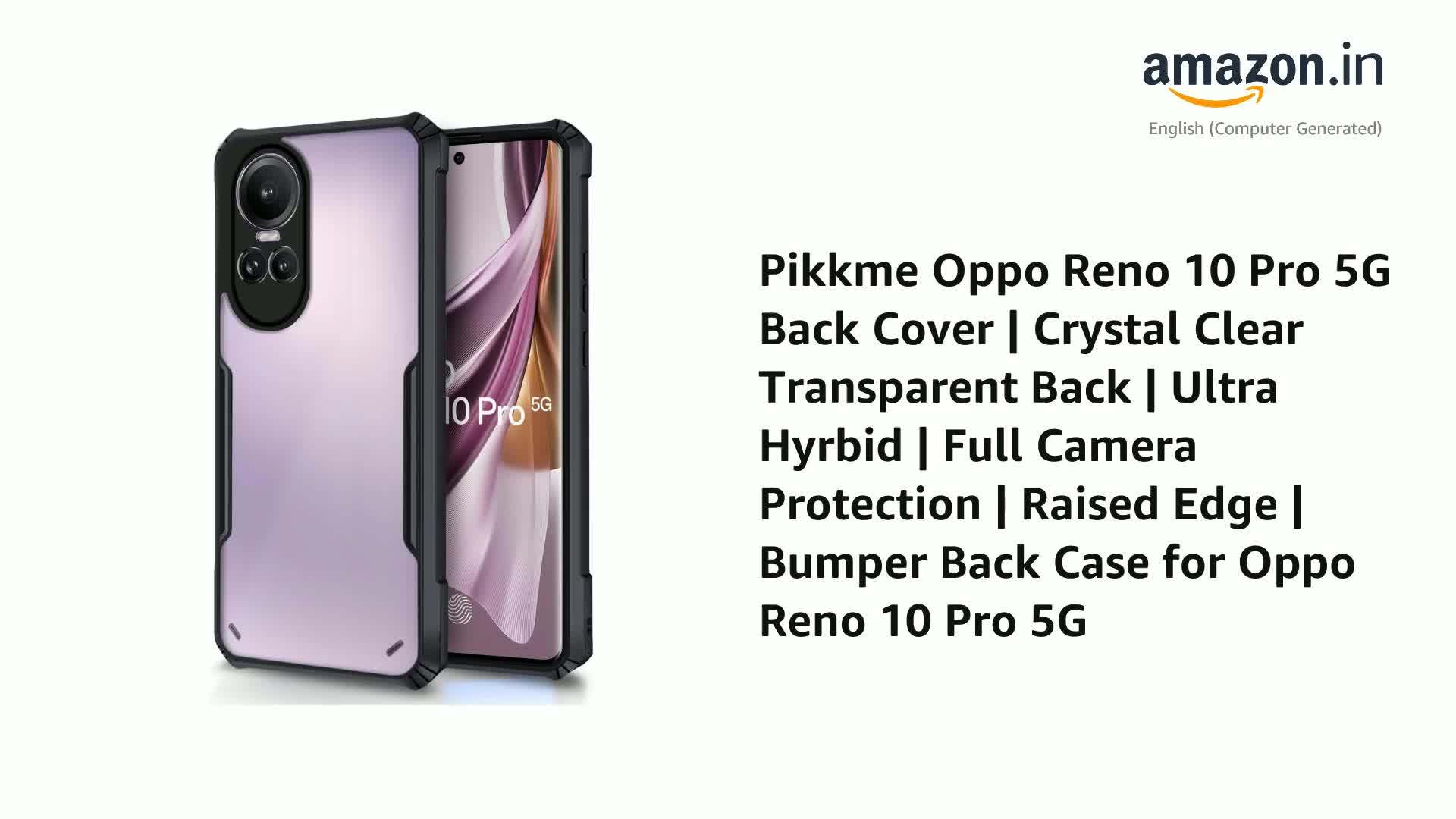 Pikkme Oppo Reno 10 Pro 5G Back Cover | Crystal Clear Transparent