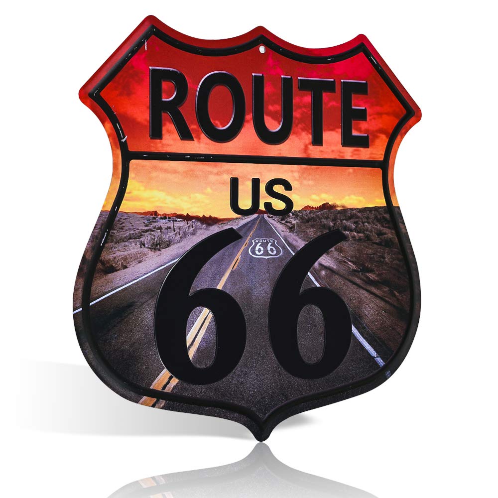 Deep, Rich Hue 不适用 Novelty Gifts Route 66 Highway Vintage Retro Wall Décor Shield Metal Plaque Sign