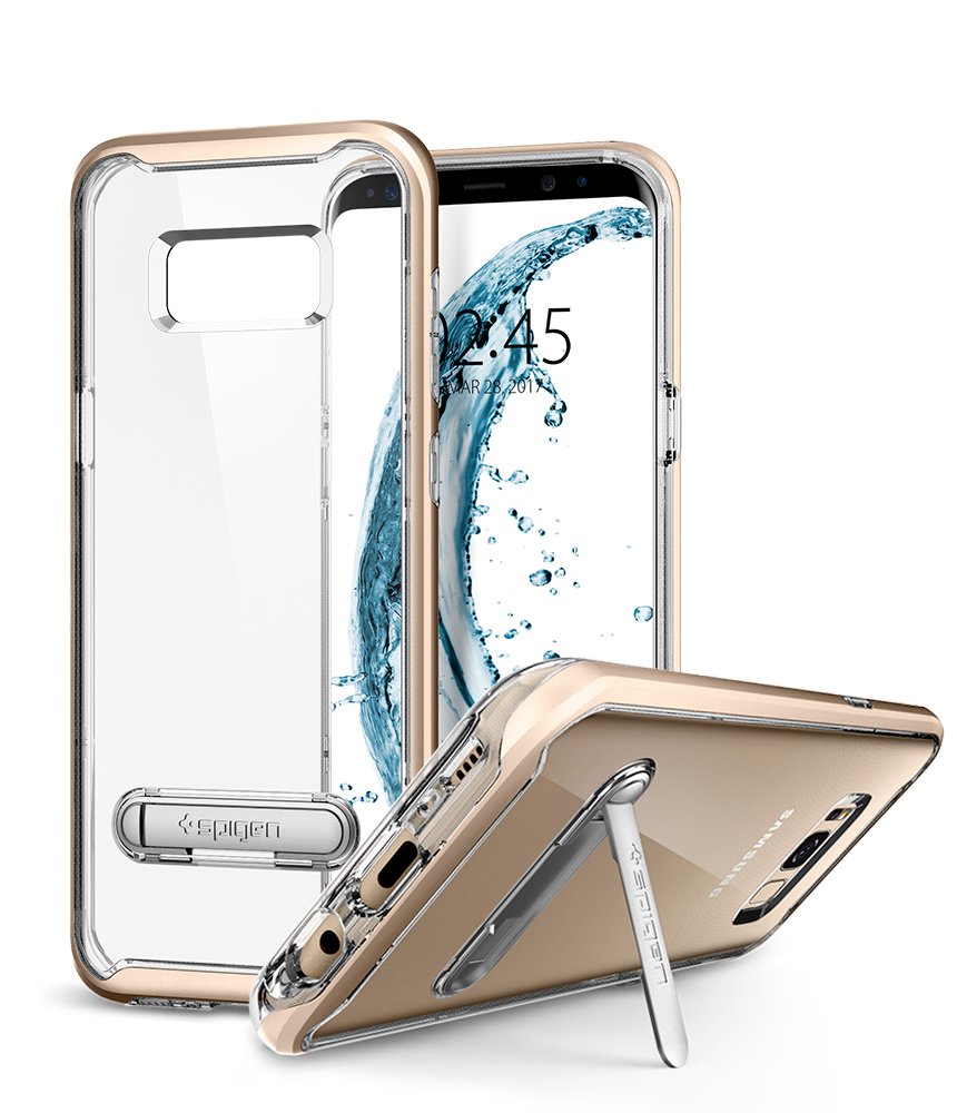 Spigen Crystal Hybrid Galaxy S8 Plus Case with Water-Mark Free TPU and Magnetic Metal Kickstand for Galaxy S8 Plus (2017) - Maple Gold