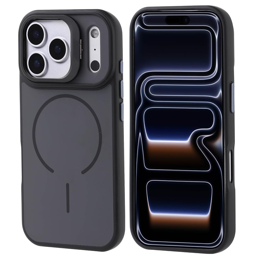 Zore Apple ile uyumlu iPhone 17 Pro Kılıf M-safe Şarj Özellikli Kamera Standlı Zore Notron Kapak Siyah