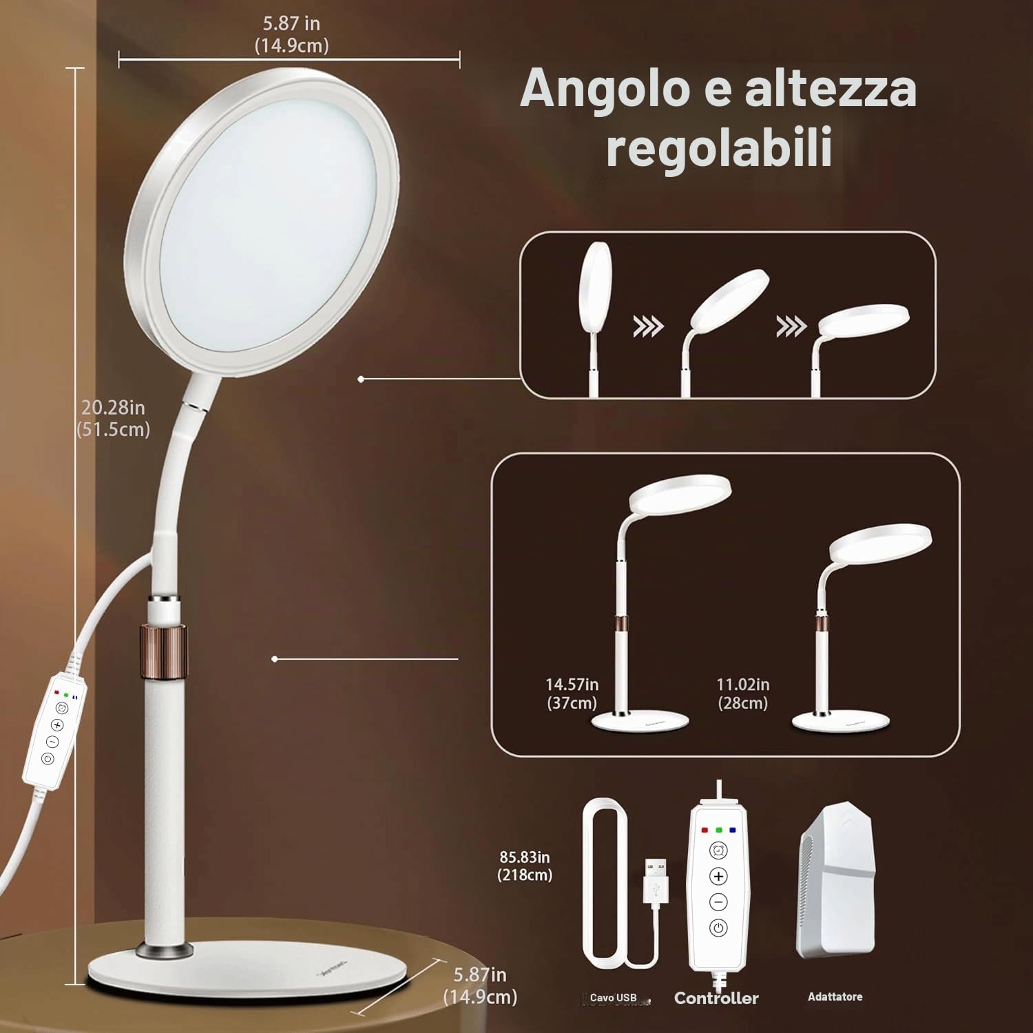 Sad Lampada, Lampada 10000 Luxcon 3 Temperature di Colore 3 Timer 9 Livelli di Luminosità, daylight Lampada per Lettura, Ufficio (Bianca)