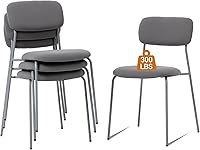 Vista 10 de Sidanli Sillas apilables para sala de espera, sillas de oficina sin brazos, sin ruedas, juego de 4 con cojín cómodo para conferencias, recepción