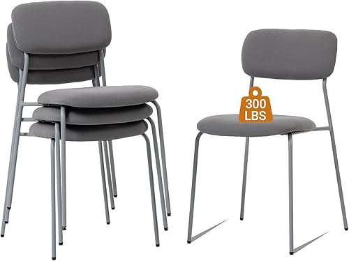 Sidanli Juego de 4 sillas de invitados, sillas de oficina apilables sin ruedas con cojín suave para el hogar, la escuela, el médico y la oficina,