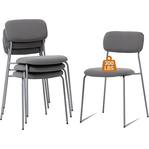 Sidanli Reception Chair Set of 4, Stackable Waiting Room Seating for Office, Lobby, and Guest Use, Grey