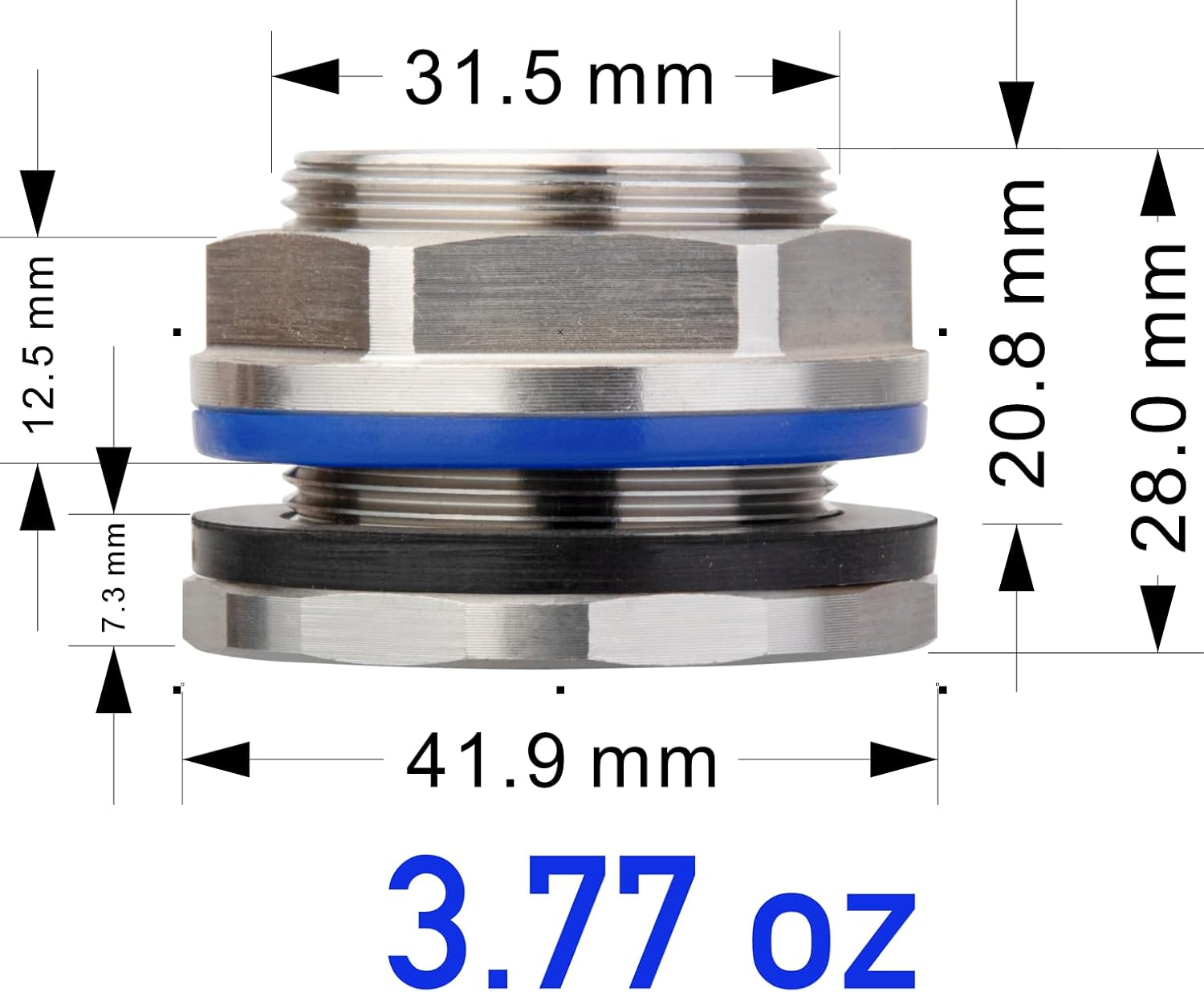SSBF010 Stainless Steel Bulkhead Fitting (Female 3/4" NPT/FIP, Left Handed Nut, w/Step Gasket) (2 pack)
