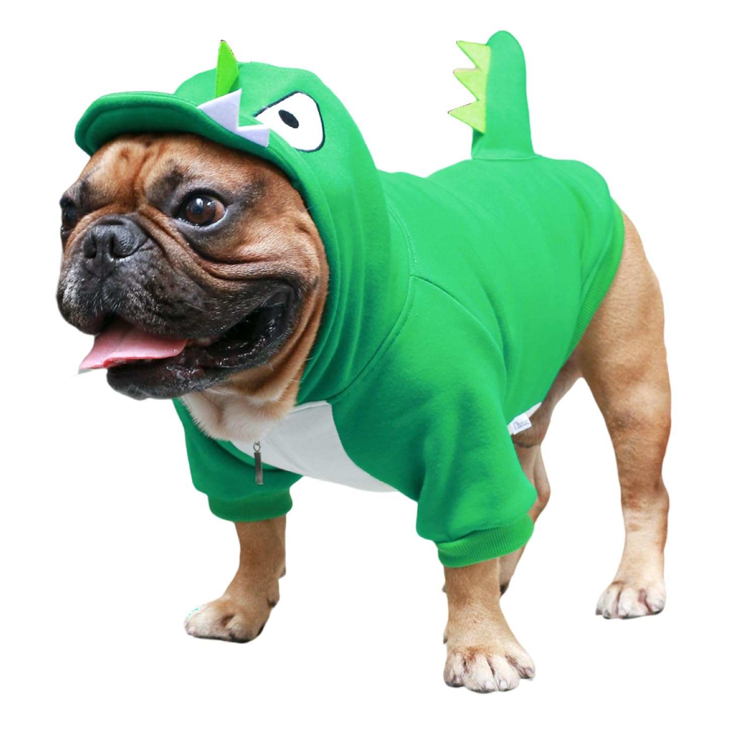 iChoue Dinosaur Dog Halloween Costumes Clothes Sweater Cute Funny for French Bulldog Cold Weather Winter Coats Hoodies Frenchie English Pug Pitbull Corgi Puppy - Green/Small — image 1