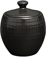 Pfaltzgraff Cambria 13oz Black Sugar Bowl with Lid - Rustic Earth Tone Design, Microwave & Dishwasher Safe