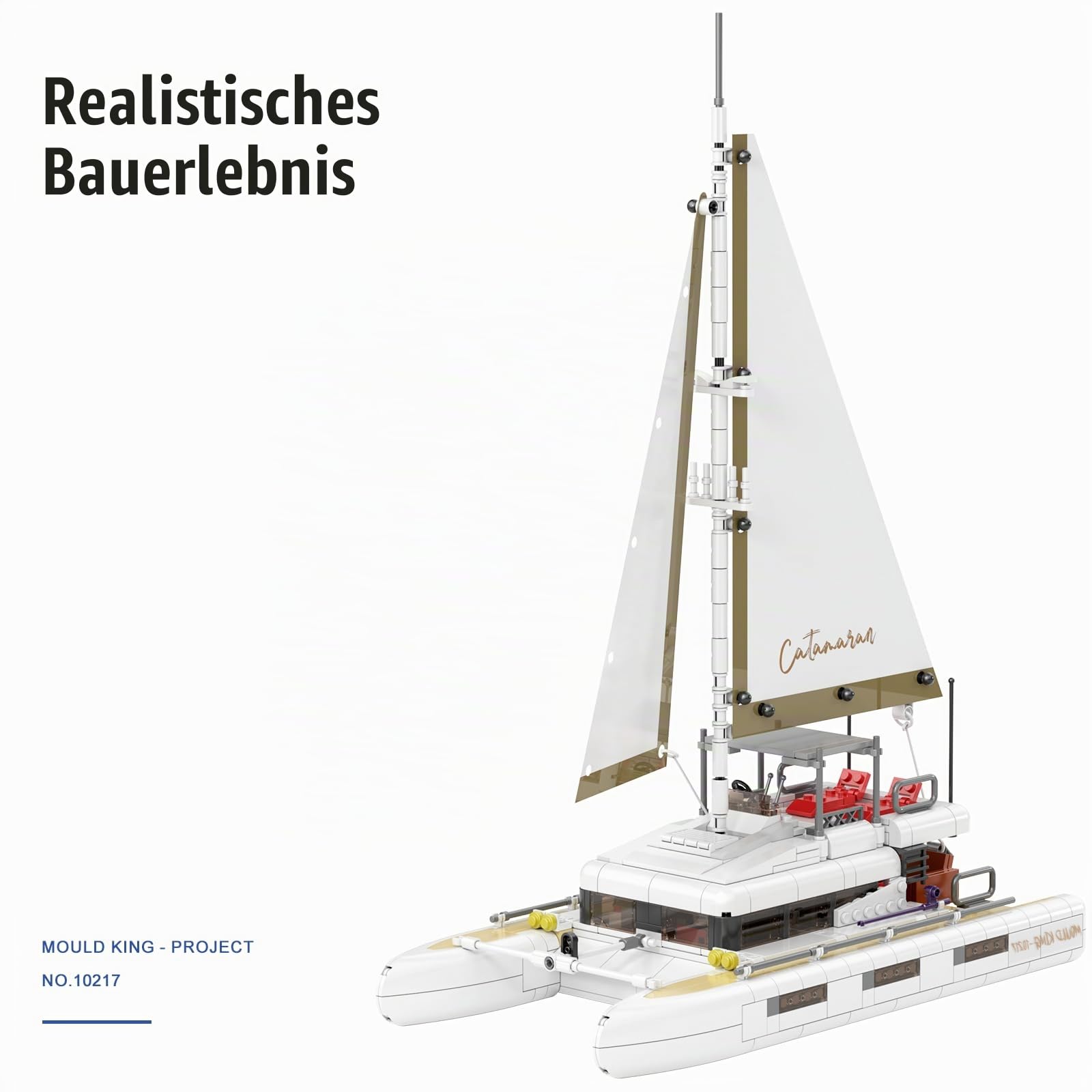 Mould King Zweimastiges Segelboot, 890 Teile Klemmbausteine Schiff Modellbausatz, Langstrecken-Segelbootes für Erwachsene, ideal als Wohnaccessoire und Sammlerstück für Bootsliebhaber