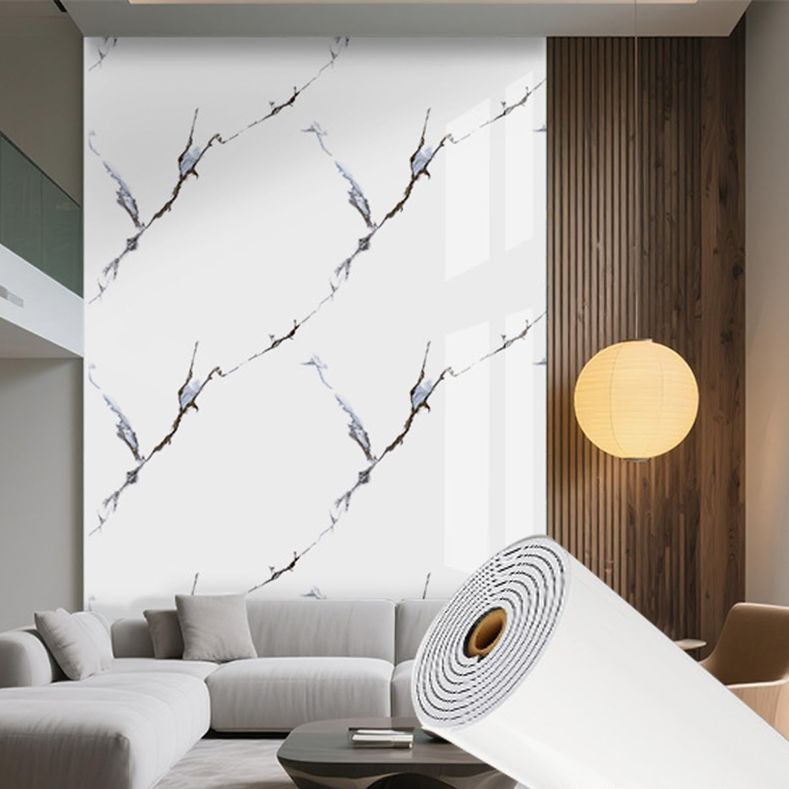 Dosseret mural auto-adhésif effet marbre pour décorer le salon