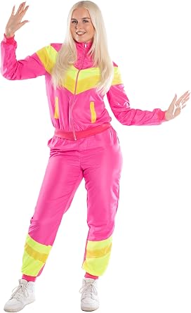 Karnival Costumes 80s Pink Shell Suit Womens Costume