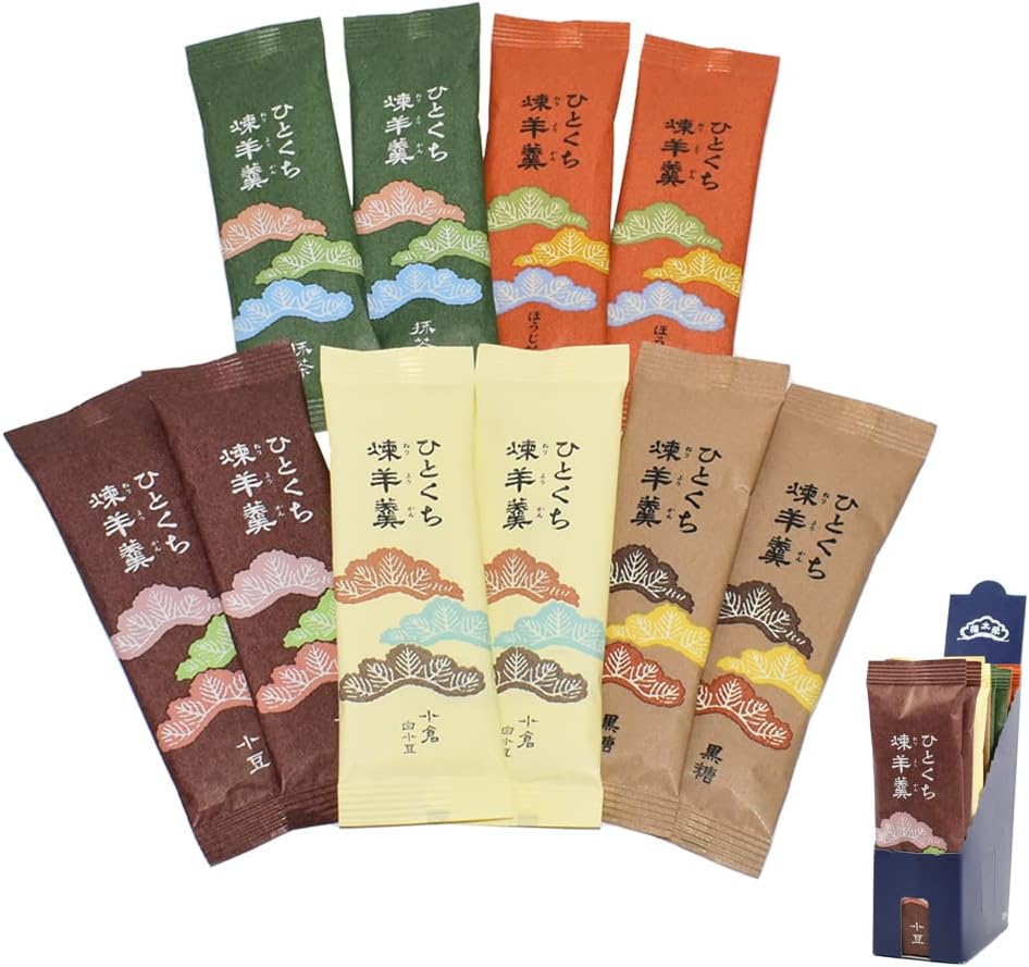 [ Eitaro Sohonpo ]Eitaro YOKAN - Assorted Sweet Azuki bean jelly 10 pieces - 5 flavors (SHOZU,OGURA,OKINAWA BROWN SUGAR,MATCHA,HOUJICHA),Wagashi, Handmade, No Additive, Made in Japan
